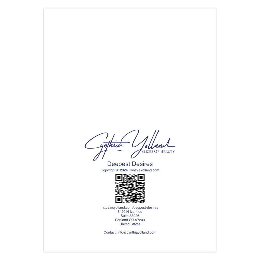 Product label with Cynthia Yolland logo and contact information on a white background