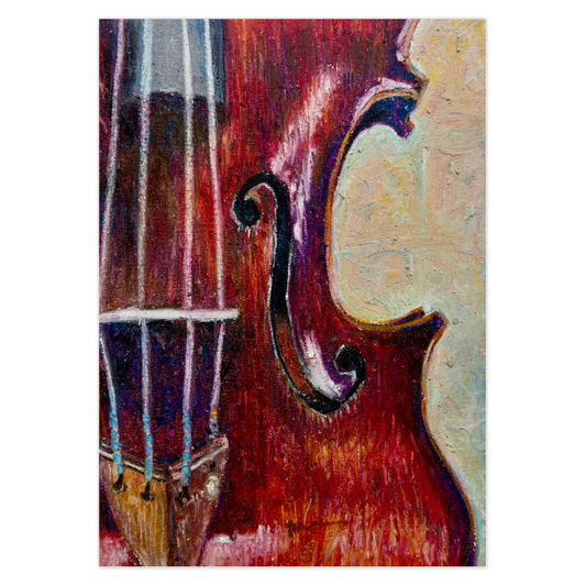 The Wood Sings Note Card. Impressionist fine art brown violin