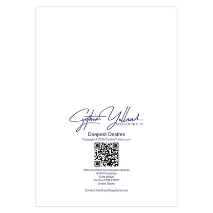 Product label with Cynthia Yolland logo and contact information on a white background